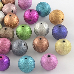 Mixed Color Crapy Exterior Acrylic Beads, Round, Mixed Color, 20mm, Hole: 2mm, about 105pcs/500g