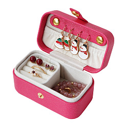 Ярко-Розовый Прямоугольная шкатулка для драгоценностей из искусственной кожи, портативный ящик для хранения ювелирных аксессуаров для путешествий, ярко-розовый, 9.5x5x5 см
