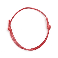Roja Cable de la toma de la pulsera de poliéster encerado coreano, rojo, de diámetro ajustable: 40~70 mm