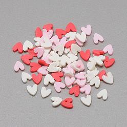 Mixed Color Handmade Polymer Clay Cabochons, Heart, Mixed Color, 4~5x4x0.3~2mm