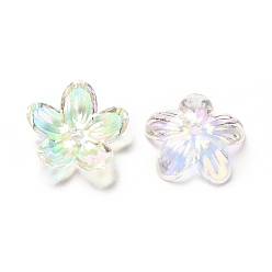 Coloré Transparentes bouchons fleur acrylique de perles, couleur ab , Flower 5 pétales, colorées, 11.5x12x3mm, Trou: 1.5mm