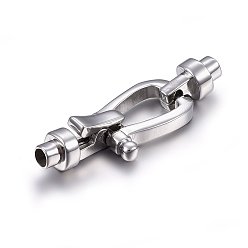 Stainless Steel Color 304 Stainless Steel Clasps, Stainless Steel Color, 39x13x7mm, Hole: 3mm