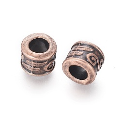 Red Copper Large Hole Beads, Tibetan Style European Beads, Lead Free & Cadmium Free & Nickel Free, Red Copper, Column, 8.5x7mm, Hole: 5mm