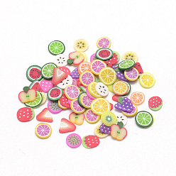 Mixed Color Handmade Polymer Clay Cabochons, No Hole, Fruit, Mixed Color, 4~6x4~6x0.3~0.8mm