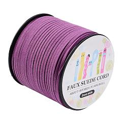 Púrpura Cordón del ante de imitación, encaje de imitación de gamuza, embalaje de caja de papel, púrpura, 3.0x1.4 mm, sobre 98.43yards / rodillo (90 m / rollo)