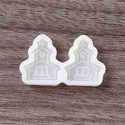 Building Easter Theme Ear Stud Ornament Silicone Molds, Resin Casting Molds, for UV Resin & Epoxy Resin Craft Making, Church Pattern, 19x33x5mm, Inner Diameter: 14x16mm