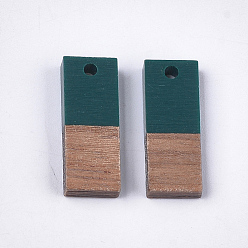 Gris Ardoise Foncé Pendentifs en bois de résine et de noyer, rectangle, gris ardoise foncé, 22.5~23x8.5~9x3.5mm, Trou: 2mm
