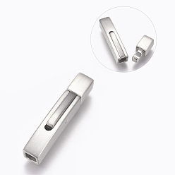 Matte Platinum Color 304 Stainless Steel Bayonet Clasps, Matte, Matte Platinum, 28.5x5mm, Hole: 3x3mm