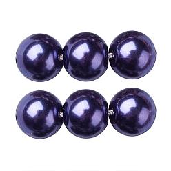 Dark Slate Blue Eco-Friendly Dyed Glass Pearl Round Beads Strands, Grade A, Cotton Cord Threaded, DarkSlate Blue, 12mm, Hole: 0.7~1.1mm, about 34pcs/strand, 15 inch