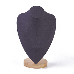 Dark Gray Microfiber Wooden Necklace Displays, Dark Gray, 18.7~19.2x12.8~13x27.5~28.2cm