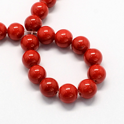 Red Natural Dyed Mashan Jade Gemstone Bead Strands, Round, Red, 4mm, Hole: 0.5mm, about 95pcs/strand, 15.7 inch