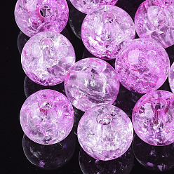 Magenta Transparent Crackle Acrylic Beads, Round, Magenta, 10mm, Hole: 2mm, about 943pc/500g