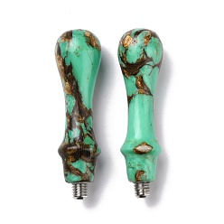Turquoise Manche de cachet de cire d'auriculite mélangée de jaspe impérial naturel, avec 201 vis en acier inoxydable, pour la fabrication de tampon de cire, turquoise, 80~80.5x22mm, pin: 7.5 mm