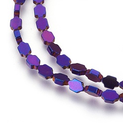 Purple Plated Electroplated Non-magnetic Synthetic Hematite Beads Strands, Polish, Longevity Lock, Purple Plated, 6x4x2mm, Hole: 1mm, about 70pcs/strand, 16.02 inch(40.7cm)