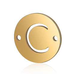 Letter C Conectores de enlaces de acero de titanio, plano y redondo con la letra, dorado, letter.c, 12x0.8 mm, agujero: 0.8 mm