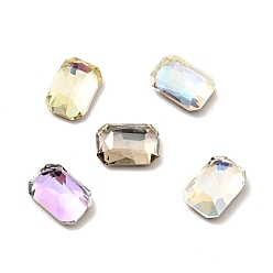 Color mezclado K 9 cabujones de diamantes de imitación de cristal, espalda y espalda planas, facetados, octógono rectángulo, color mezclado, 8x5.5x2.5 mm