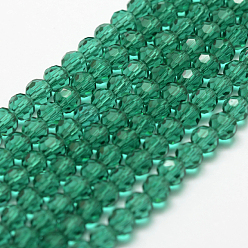 Verdemar Claro Abaloiros de vidrio transparentes, imitar cristal austriaco, facetados, rondo, verde mar claro, 10 mm, agujero: 1 mm, sobre 72 unidades / cadena, 25~27 pulgada
