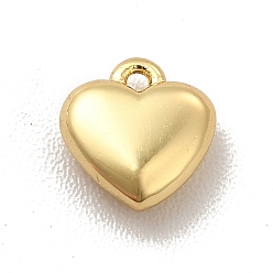 Chapado en Oro Real 18K Acumular encantos de latón chapado, sin plomo y cadmio, larga duración plateado, encanto del corazón, real 18 k chapado en oro, 5.5x5x2 mm, agujero: 0.7 mm