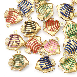 Golden 304 Stainless Steel Pendants, with Enamel, Fish, Golden, 17~18x17~17.5x6mm, Hole: 1mm