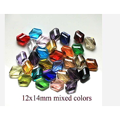 Couleur Mélangete Imitations de perles de cristal autrichien, grade de aaa, facette, losange, couleur mixte, 14~14.5x12x5~7mm, Trou: 0.9~1mm