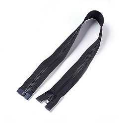 Noir Accessoires du vêtement, fermeture à glissière en nylon et résine, avec tirette en alliage, composants de fermeture à glissière, noir, 57.5x3.3 cm