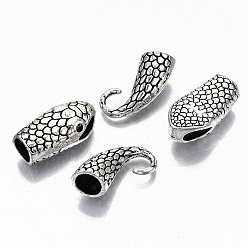 Antique Silver Tibetan Style Alloy Hook and Snake Head Clasps, Cadmium Free & Lead Free, Antique Silver, Clasps: 23x12x8.5mm, Hole: 8x3mm, S-Hook: 19x19x9mm, Hole: 7mm, about 100sets/1000g