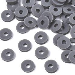 Gray Eco-Friendly Handmade Polymer Clay Beads, Disc/Flat Round, Heishi Beads, Gray, 6x1mm, Hole: 2mm, about 23500pcs/1000g