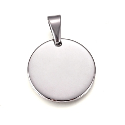 Stainless Steel Color 304 Stainless Steel Pendants, Stamping Blank Tag, Flat Round, Stainless Steel Color, 25x1.5mm, Hole: 10x4.5mm
