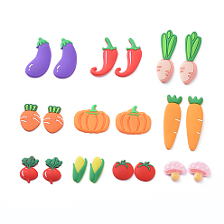 Mixed Color PVC Plastic Cabochons, Vegetables, Mixed Color, 20~60x13~36x3~5mm, about 40pcs/set