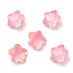 Rose Cabochons de strass en verre de style moka k9, dos et dos plaqués, facette, prunier, rose, 12x6mm