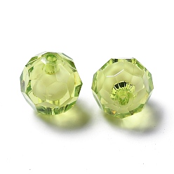 Yellow Green Transparent Acrylic Beads, Bead in Bead, Faceted, Round, Yellow Green, 20x18mm, Hole: 3mm; about 130pcs/500g