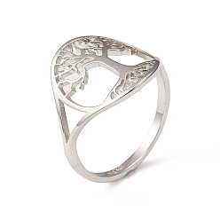Color de Acero Inoxidable 304 anillos de acero inoxidable, anillo de banda amplia, Anillo hueco con árbol de la vida para mujer., color acero inoxidable, tamaño de EE. UU. 6 1/2 (16.9 mm), 1.5~15.5 mm