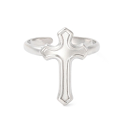 Couleur Acier Inoxydable 304 anneau de manchette ouvert en croix en acier inoxydable pour femme, couleur inox, diamètre intérieur: 18 mm