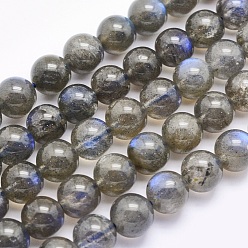 Labradorite Natural Labradorite Beads Strands, Round, 8mm, Hole: 1mm, about 49pcs/strand, 15.5 inch(39.5cm)