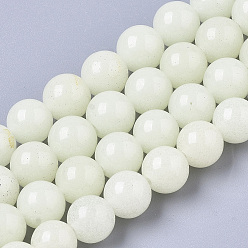 Honeydew Synthetic Luminous Stone Beads Strands, Round, Honeydew, 8x8mm, Hole: 1mm, about 47~49pcs/strand, 14.17 inch~14.69 inch