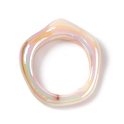 Melocotón de Soplo Anillos de enlace de acrílico opacos, anillo irregular, color de ab chapado, peachpuff, 25x25.5x5.5 mm, diámetro interior: 16 mm