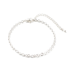 Argent 304 chaînes de câble en acier inoxydable bracelets, argenterie, 7-1/4 pouce (18.5 cm)