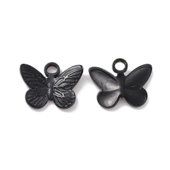Electrophoresis Black 304 Stainless Steel Charms, Butterfly, Electrophoresis Black, 12x15x3mm, Hole: 2mm