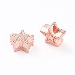 Rose Gold Tibetan Style Alloy Beads, Cadmium Free & Lead Free, Star, Rose Gold, 6x6x3mm, Hole: 1mm