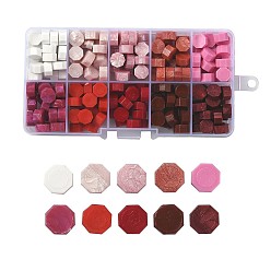 Mixed Color Sealing Wax Particles, for Retro Seal Stamp, Octagon, Mixed Color, 9mm, 10 colors, 25pcs/color, 250pcs/box