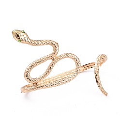 Light Gold Bracelets manchette à paume ouverte en alliage de serpent, avec du plastique, verte, or et de lumière, diamètre intérieur: 1x2-7/8 pouce (2.6x7.3 cm)