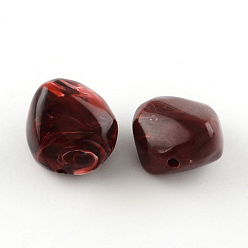 Rouge Foncé Pépites perles acryliques imitation de pierres précieuses, rouge foncé, 25x24x17mm, trou: 3 mm, environ 84 pcs / 500 g