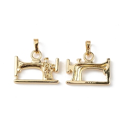 Real 18K Gold Plated Eco-Friendly Rack Plating Brass Pendants, Lead Free & Cadmium Free, Long-Lasting Plated, Sewing Machine Charm, Real 18K Gold Plated, 16x20.5x3mm, Hole: 4x6.5mm