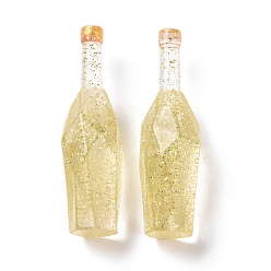 Желтый Муляж бутылки из прозрачной смолы кабошон, с блеском порошок, желтые, 41.5x12.5x12.5 мм