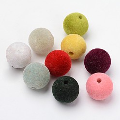 Mixed Color Resin Beads, Flocky Style, Mixed Color, about 18mm in diameter, hole: 3.5mm, 185pcs/500g