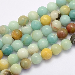 Flower Amazonite Natural Flower Amazonite Beads Strands, Round, 6mm, Hole: 1mm, about 62pcs/strand, 15.7 inch(40cm)
