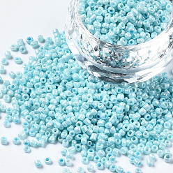 Sky Blue Glass Seed Beads, Baking Paint, Round Hole, Round, Sky Blue, 2~3x1.5~2mm, Hole: 0.8mm, about 450g/Pound