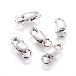 Platinum Rhodium Plated 925 Sterling Silver Lobster Claw Clasps, Platinum, 12x5.5x3mm, Hole: 2.5mm