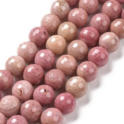 Rhodonite Rhodonite naturelles brins de perles, à facettes (128 facettes), ronde, 10mm, Trou: 1.2mm, Environ 36~37 pcs/chapelet, 14.84''~15.24'' (37.7~38.7 cm)