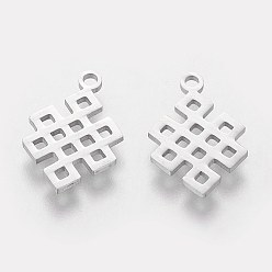 Stainless Steel Color 201 Stainless Steel Pendants, Knot, Stainless Steel Color, 17.4x11.5x1mm, Hole: 1.5mm